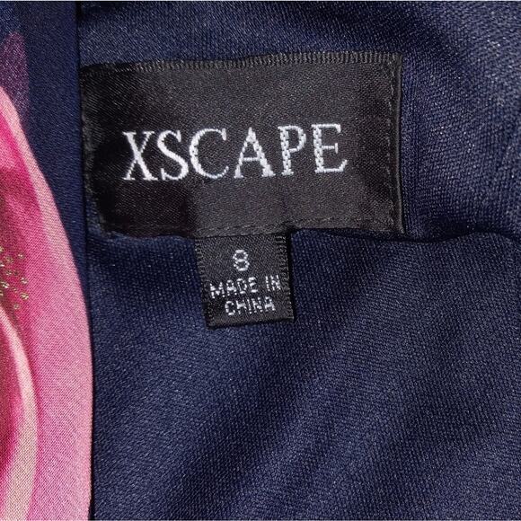 Xscape Rose Floral High Low Assymetrical Ruffle Gown Size 8 - Picture 4 of 4